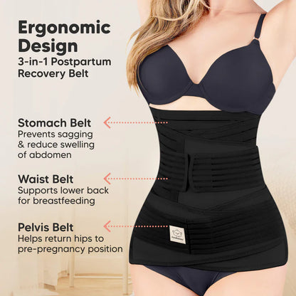 Iconcart™ 3-in-1 Postpartum Belly Belt | Medical-Grade Fabric | Breathable | Skin Friendly