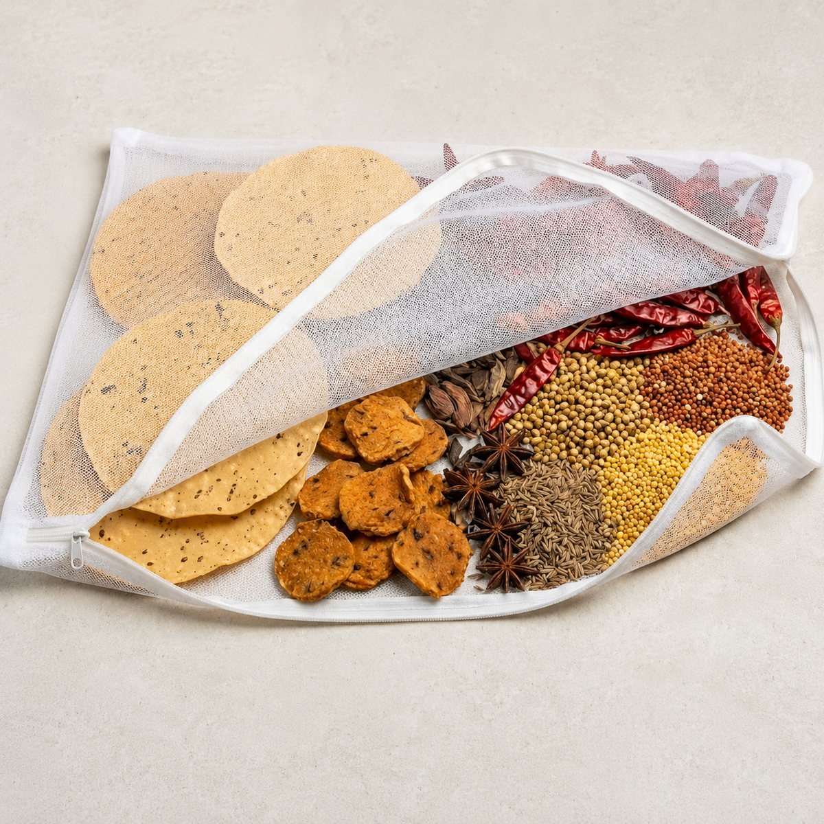 Iconcart™ Premium Cotton Food Drying Cloth with Protective Mesh Net