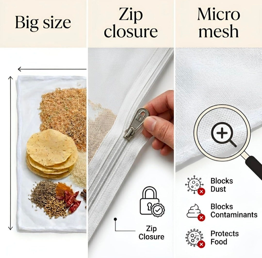 Iconcart™ Premium Cotton Food Drying Cloth with Protective Mesh Net