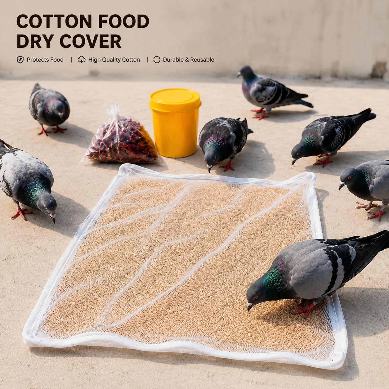 Iconcart™ Premium Cotton Food Drying Cloth with Protective Mesh Net