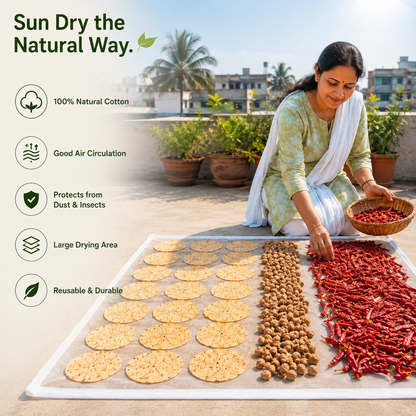 Iconcart™ Premium Cotton Food Drying Cloth with Protective Mesh Net