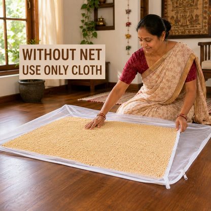 Iconcart™ Premium Cotton Food Drying Cloth with Protective Mesh Net